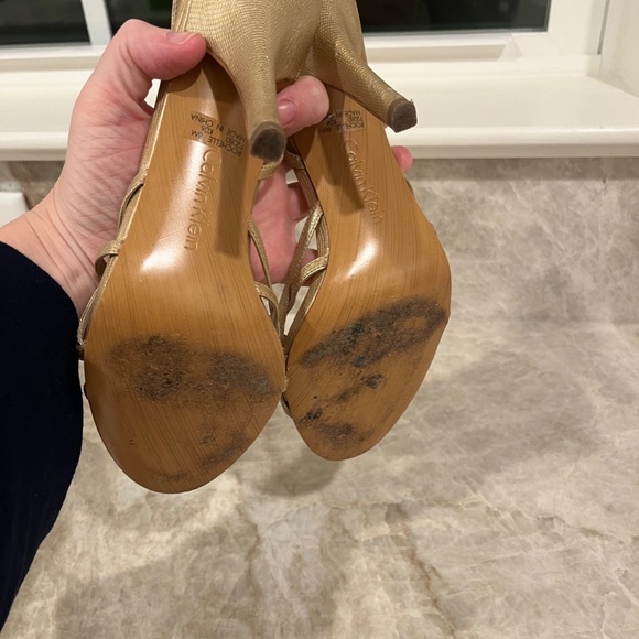 Gold Leather Rochelle Strappy Heels - Picture 3 of 5